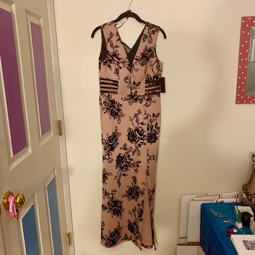 pink floral prom dress